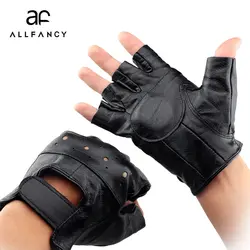 ALLFANCY кожаные перчатки на половину пальца тактические мужские из овечьей шерсти кожи зимние теплые тонкие спортивные фитнес теплые для