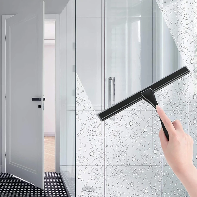 Raclette de douche noire avec crochet, noyau en acier inoxydable, salle de  bain en silicone, livres, écran de fenêtre, essuie-glace de bain, nettoyeur  de porte en verre - AliExpress