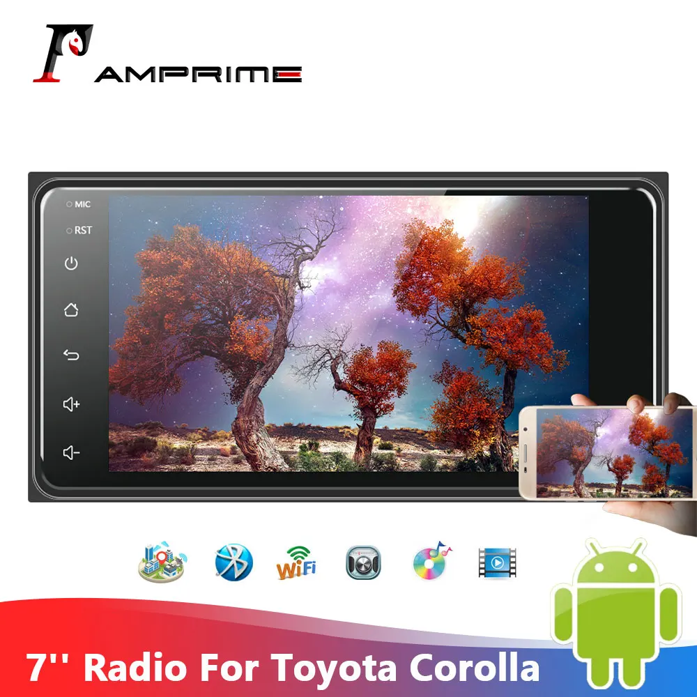 Автомагнитола AMPrime мультимедийный плеер на Android с 7 &quotэкраном GPS Wi Fi Bluetooth для Corolla