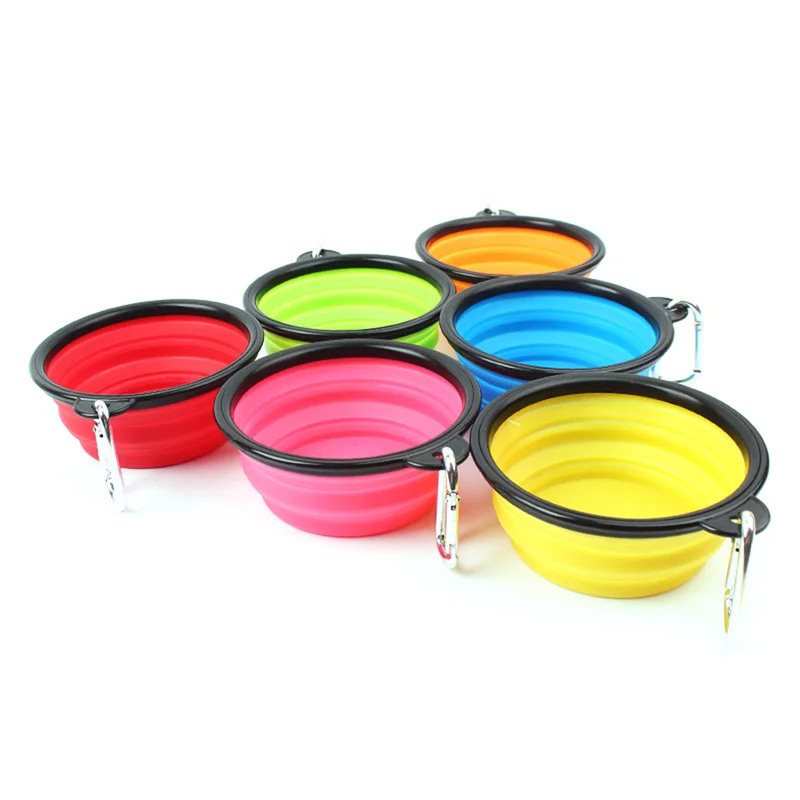 Collapsible Foldable Silicone Pet Cat Dog Bowl Candy Color Outdoor Travel Portable Puppy Doogie Water Food Container Feeder Dish