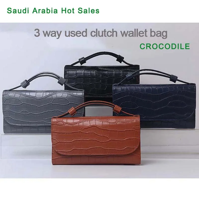 Crocodile Snake Pattern Large Clutch Shoulder Bag Women Phone Leather Bags Chain Party Purse