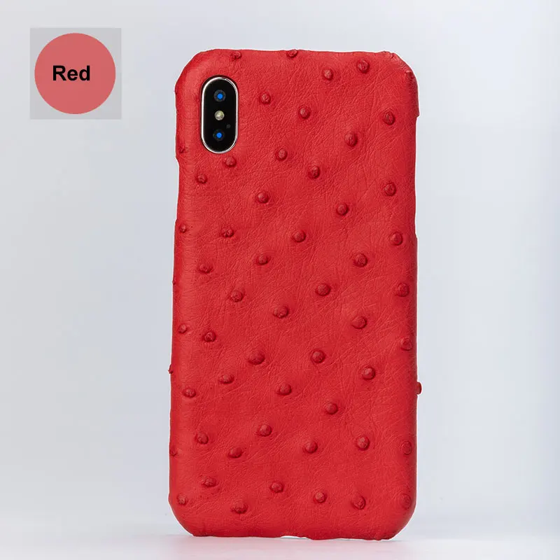 Кожаные чехлы для iphone 7 8 чехол x xr xs max 7 8 plus кожаный чехол для телефона из кожи страуса роскошный противоударный водонепроницаемый - Цвет: Red case
