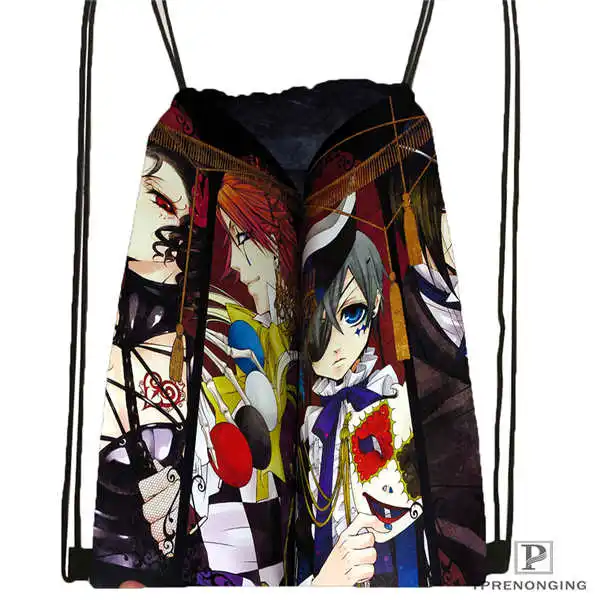 Drawstring Backpack Пользовательский Черный Дворецкий(6) походная сумка на шнурке милый рюкзак для детей(черная спинка) 31x40 см#180531-03-39 - Цвет: Drawstring Backpack