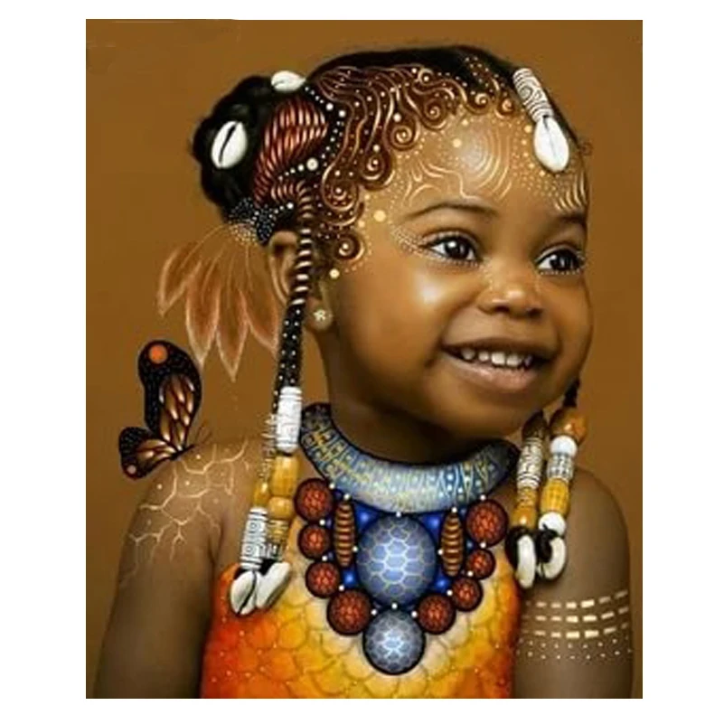 5d Diy Diamond Embroidery African Butterfly Girl Mosaic diamond painting full square round cross stitch wall canvas artZP-2832 | Дом и сад