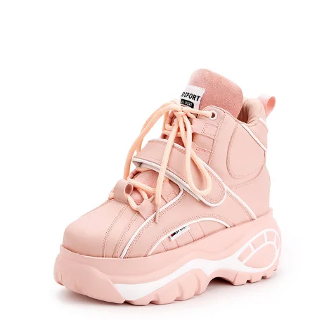 Trendy Brand women's sneakers,HighTop leather Female Platform Sneakers Chunky Ankle Boots Women autumn Femme basketball shoes - Цвет: 1