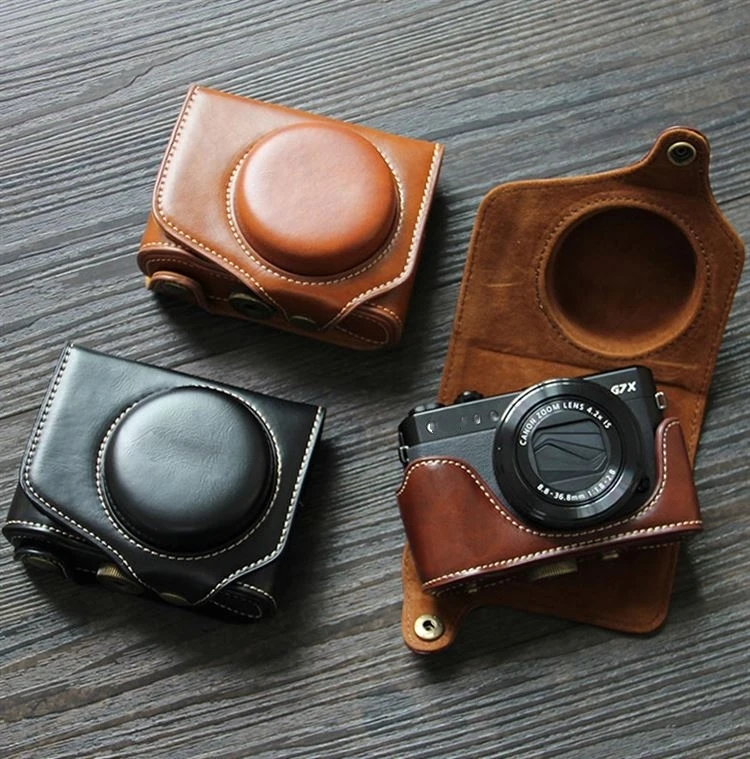 PU Leather Camera Cover Case With Strap For Canon Powershot G7X mark 2