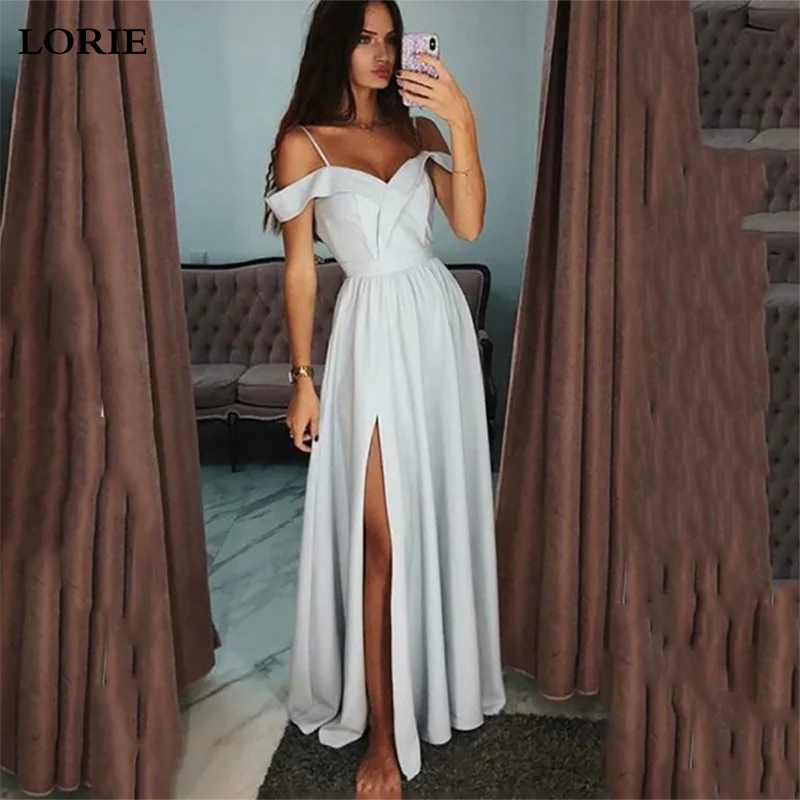 

LORIE образец атласное свадебное платье 2019 платья с открытыми плечами для невесты сексуальные свадебные платья с Боковым Разрезом свадебные платья