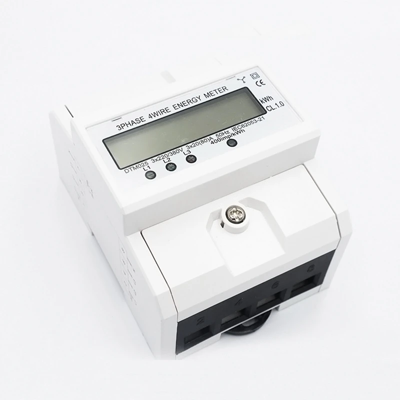 LCD Backlight Three-Phase Guide Power Meter Wattmeter KWh 20-80A 50HZ 3xAC230/400V