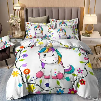 

Wong Bedding Unicorn Bedding Set cute unicorns Duvet Quilt Cover Single Double Twin Queen King Size 3pcs