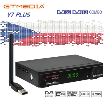 

GTMEDIA V7 PLUS receptor DVB-S2 DVB-T2 Satellite TV Combo Receiver+wifi antenna Support H.265 set top box