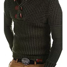 ZOGAA, Осень-зима, мужские вязаные свитера, повседневные, с роговой пряжкой, одноцветные, тонкие, с капюшоном, свитера, мужские, теплые, толстые, пуловеры, Свитера