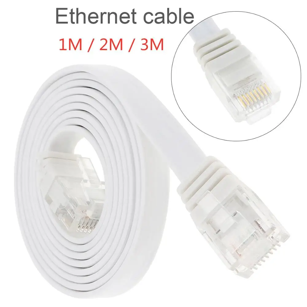 

CAT6 Flat UTP Patch Router Ethernet Cable CAT 6 Lan Cable RJ 45 Network Cable Patch Cord for Laptop Computer Router 1M/2M/3M