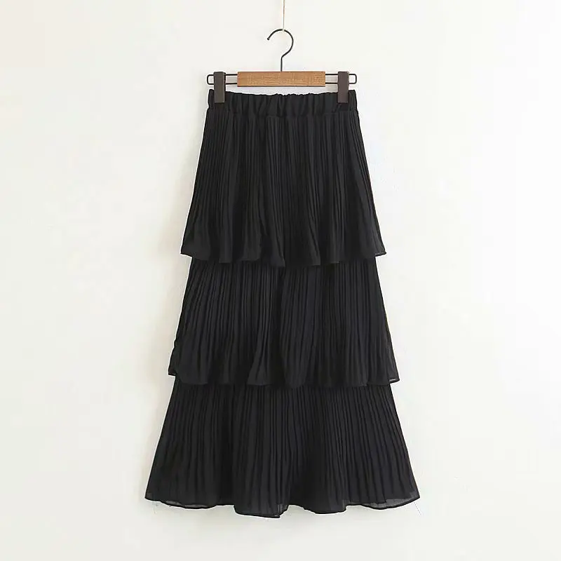 

2018 Spring And Summer Europe And America WOMEN'S Dress Pleated Mid-length-Cascading Cake Dress 1412