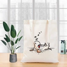 Холщовая Сумка с принтом милой собачки, моющаяся Сумка-тоут, сумка для покупок на каждый день, многоразовая эко-сумка, перерабатываемая сумка