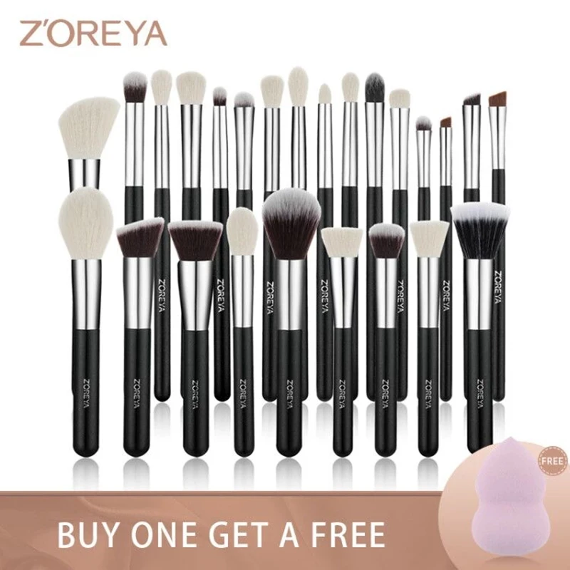 ZOREYABlackMakeupBrushessetProfessionalNaturalHairBrushes