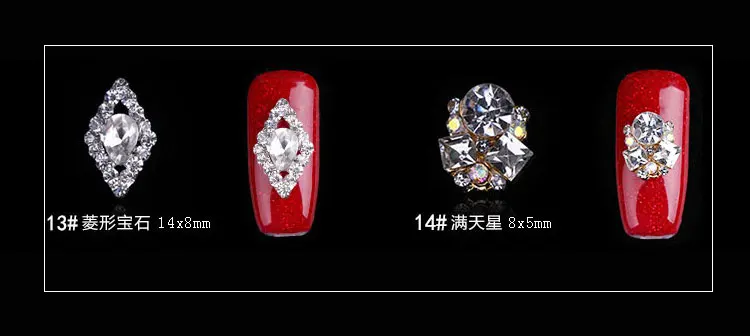 Горячая selling10pc градиент Хамелеон С кристалалми и стразами lot дизайн ногтей украшения 3d Маникюр УФ цветной гель, "сделай сам" для изготовления украшений в новом дизайне