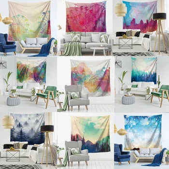 

Landscape Forest Decoration Beach Ink Painting Landscape Wall Carpet Home Decor Hanging Living Printing Wall Tapestry