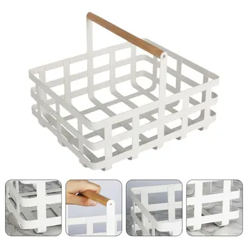

1pc Iron Storage Basket Sundries Basket for Home Kitchen Bathroom Desktop