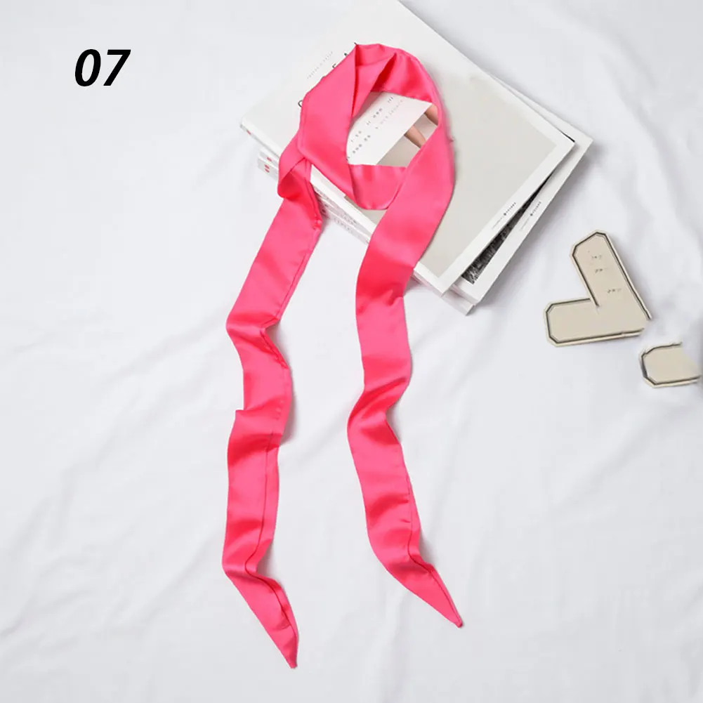 07 Rose Red Sparsil весенний однотонный узкий длинный шарф для женщин, новые мягкие шарфы 200 см, стильный галстук, ремень на запястье, маленькая лента - Цвет: 07 Rose Red