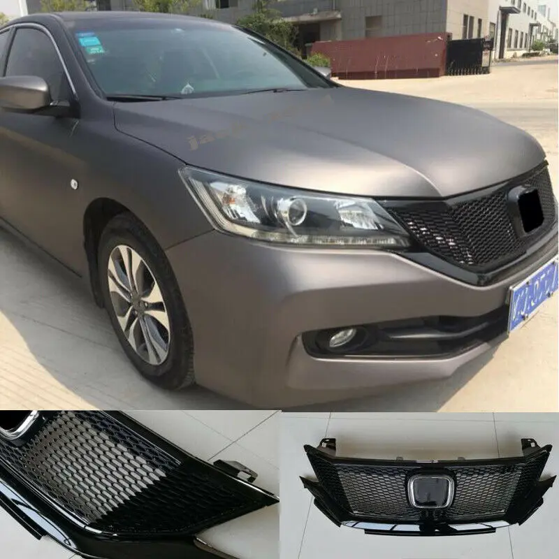 Для 2013- 9th Gen Honda Accord 4 двери черный сотовый стиль Передняя решетка гриль