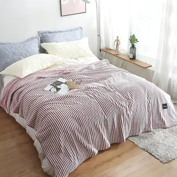 

Bonenjoy Warm Blankets on the Bed Striped Plaid for Sofa Soft Red and White Color Single/Double/Queen Thow Blankets for Beds