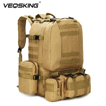 Plecak taktyczny 50L męski plecak wojskowy 4 w 1Molle sportowa torba taktyczna odkryty piesze wycieczki wspinaczka plecak wojskowy torby kempingowe tanie i dobre opinie VEQSKING CN (pochodzenie) 81019-1 Unisex Large Capacity Backpack Miękka osłona 600d Army Green Black Khaki Camouflage