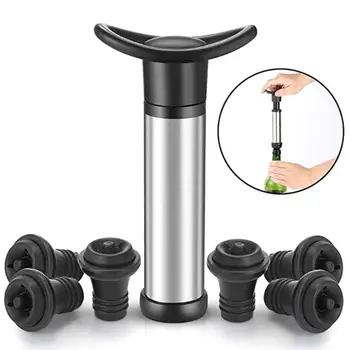 

3Pcs Set Stainless Steel Beer Wine Bottle Sealer Vacuum Wine Pump with Reusable Silicone Wine Stopper Wine Vacuum Preserver Tool