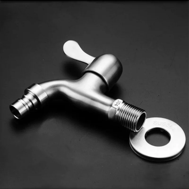 Stainless Steel Washing Machine Faucet Thickened Explosion-proof 4 Points Single Cold Mop Pool Quick Open Faucet Wall Tap