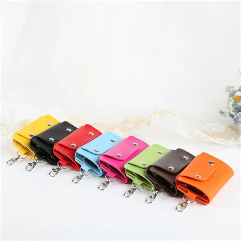 Portable Leather Housekeeper Holders Car Keychain Key Holder Bag Case Unisex Wallet Cover Simple Solid Color Storage Bag 1PC