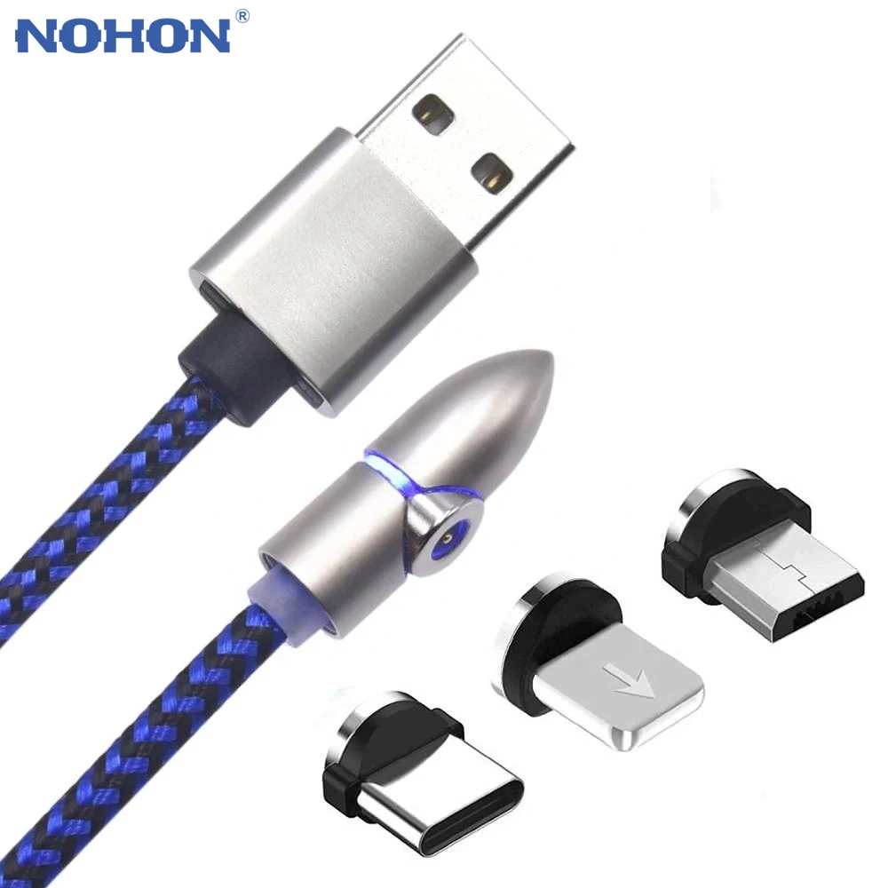 Nohon Магнитный usb-кабель с цилиндрической головкой, кабель для быстрой зарядки типа C, магнитный кабель для зарядки и передачи данных для iPhone, huawei, samsung, xiaomi