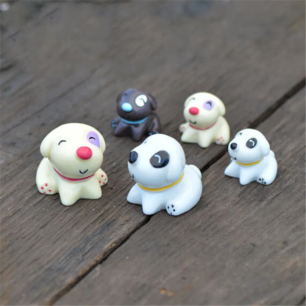 New Sale Artificial Dogs Fairy Garden Miniatures Mini Gnomes Moss Terrariums Resin Crafts Figurines For Garden 4Pcs Decoration