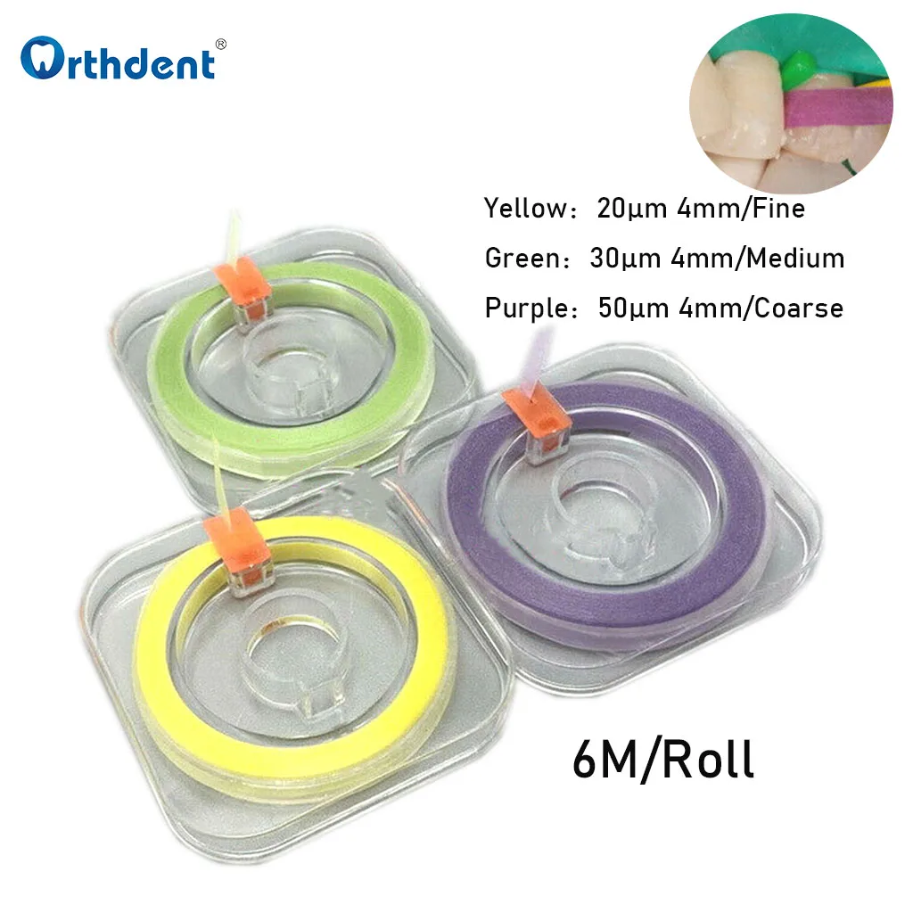 

6 M/Roll Dental Polishing Strips Composite Polyester Single Side Coated Finishing Stick Fine Medium Coarse Dentistry Accessories
