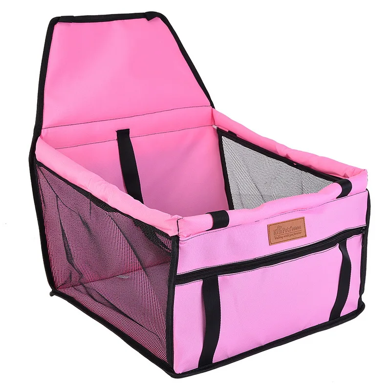 Собака дышащий транспортное средство для перевозки домашних животных Pet Carrier защитная сетка Складной Собака Щенок Кот посылка стабильный Pet Автокресло передних сидений - Цвет: pink