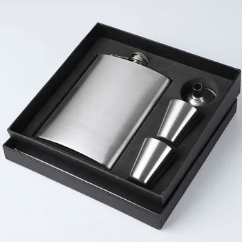 

8 Oz Stainless Steel Hip Flask Set with Cup Funnel Outdoor Portable 8oz Flagon Wine Pot Metal Drinking Bottle