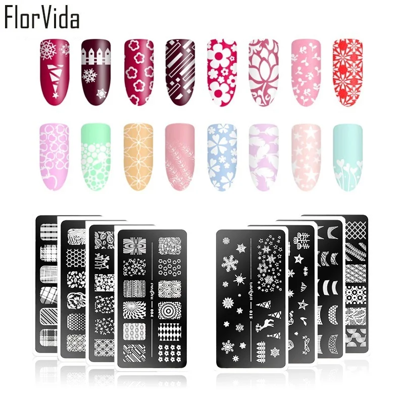 

FlorVida Christmas Series Nail Stamping Plates Flower Design Stainless Steel Printer for Nails DIY Stamping Plates