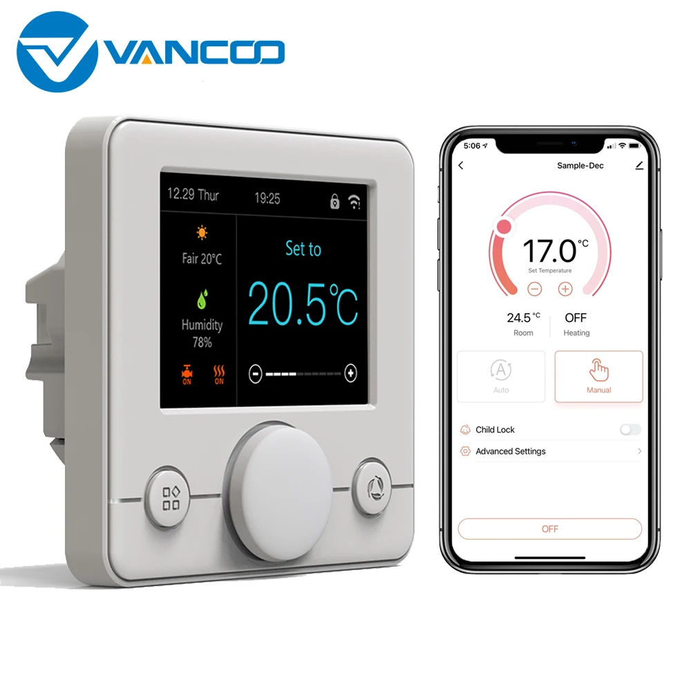Термостат Vancoo Tuya для напольного/водяного/газового бойлера Wi-Fi контроллер