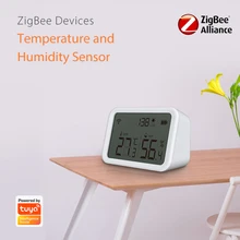 Tuya Zigbee-Sensor inteligente de temperatura y humedad, notificación en tiempo Real de temperatura, funciona con la aplicación Tuya, Sensor de vida inteligente