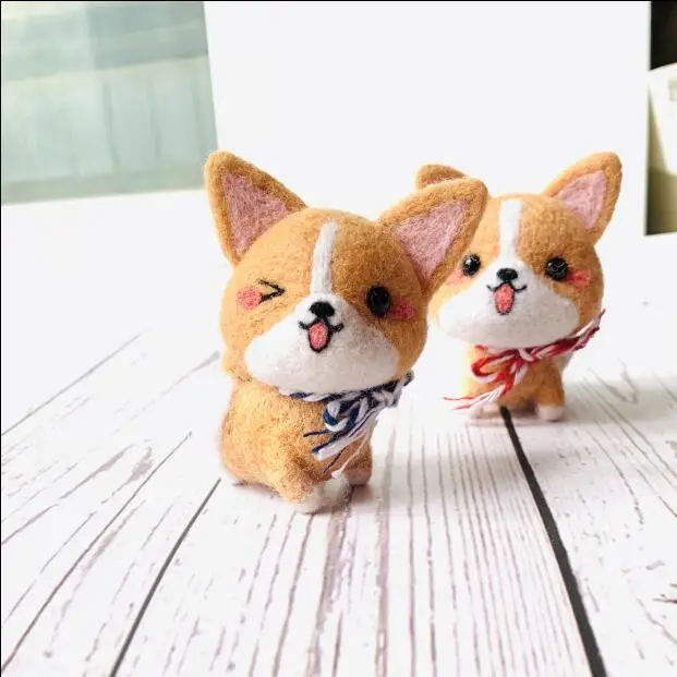 Corky Dog and Woodhound Dog Wool Felt wool needlepoint kit wool felt needle felting decoration craft needlecraft