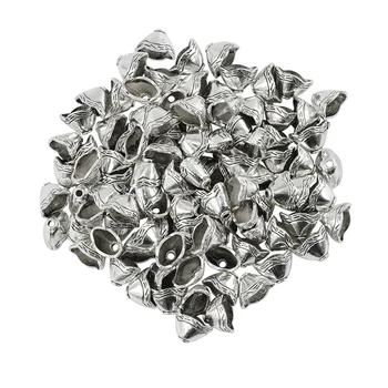 

100 Pieces Antique Silver Bell Shape Leather Cord Tassels End Caps Beads Cap Pendants Charms Findings for Jewelry Making