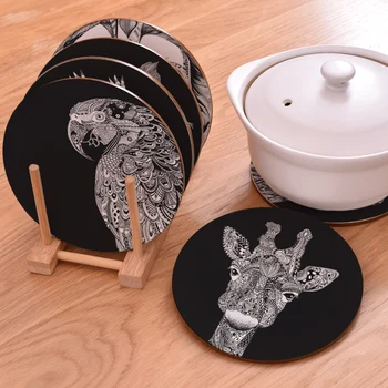 

Nordic Print Round Wooden Non-slip Heat Resistant Insulation Mats Kitchen Table Plate Coasters Bowls Mats Wood Pad 2 Pcs T7C20
