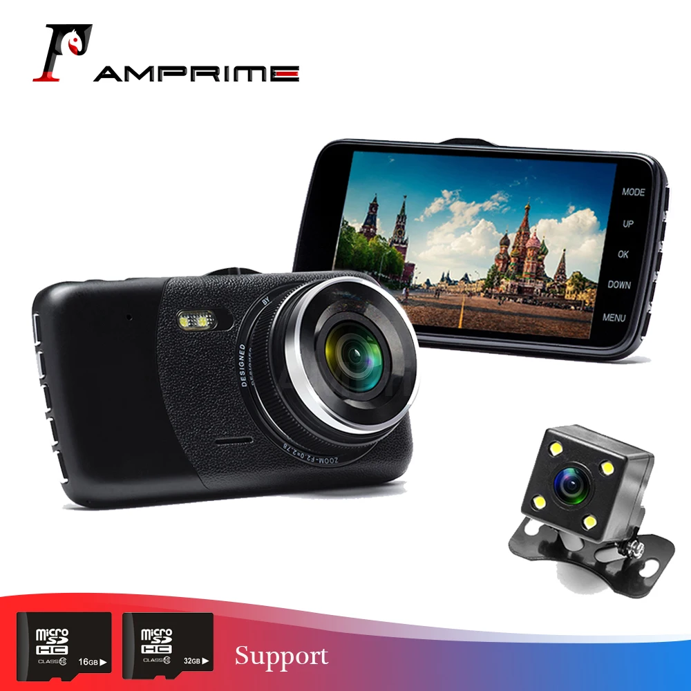 Автомобильный видеорегистратор AMPrime с 4 дюймовым IPS экраном Full HD 1080P углом обзора