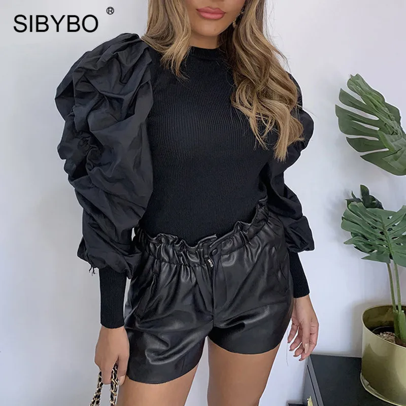 SIBYBO, зимние, сшитые, ребристые, тонкие, повседневные, женские топы, модные, длинный рукав, элегантные, для женщин, футболка, Ретро стиль, осень, футболка, топ для девушек