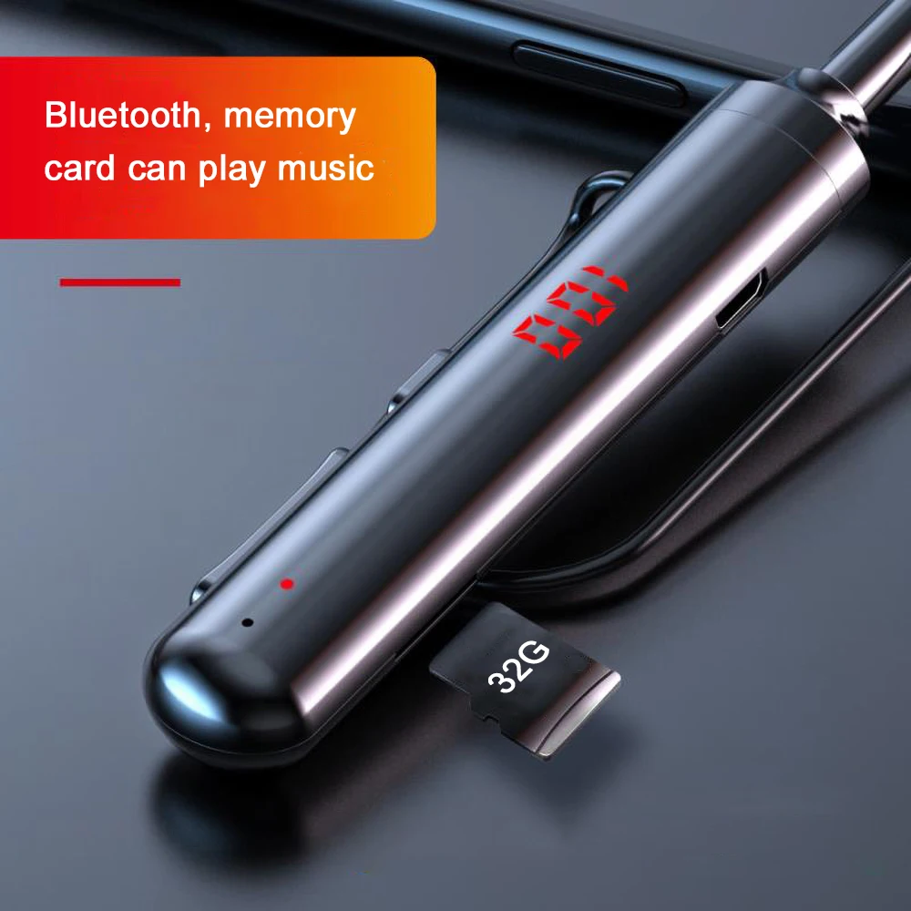 Support TF Card Hanging Neck Bluetooth 5 0 Earphone IPX5 Sport Stereo Sound Earbuds For iPhone Samsung ISO Android Smart phone