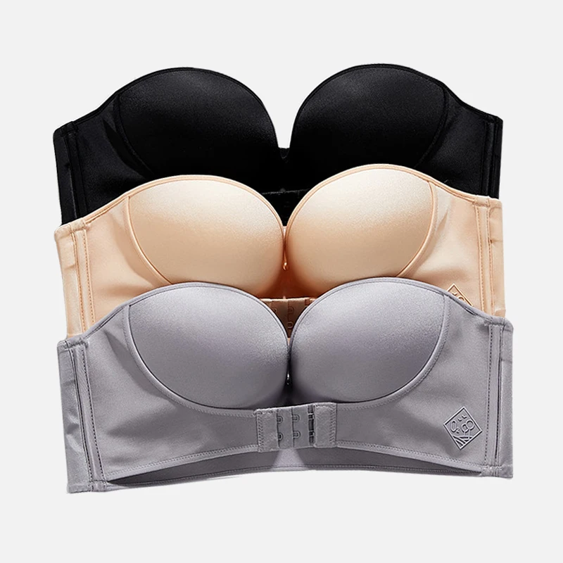 Женский бюстгальтер без бретелек бесшовный пуш ап с открытой спиной невидимое
