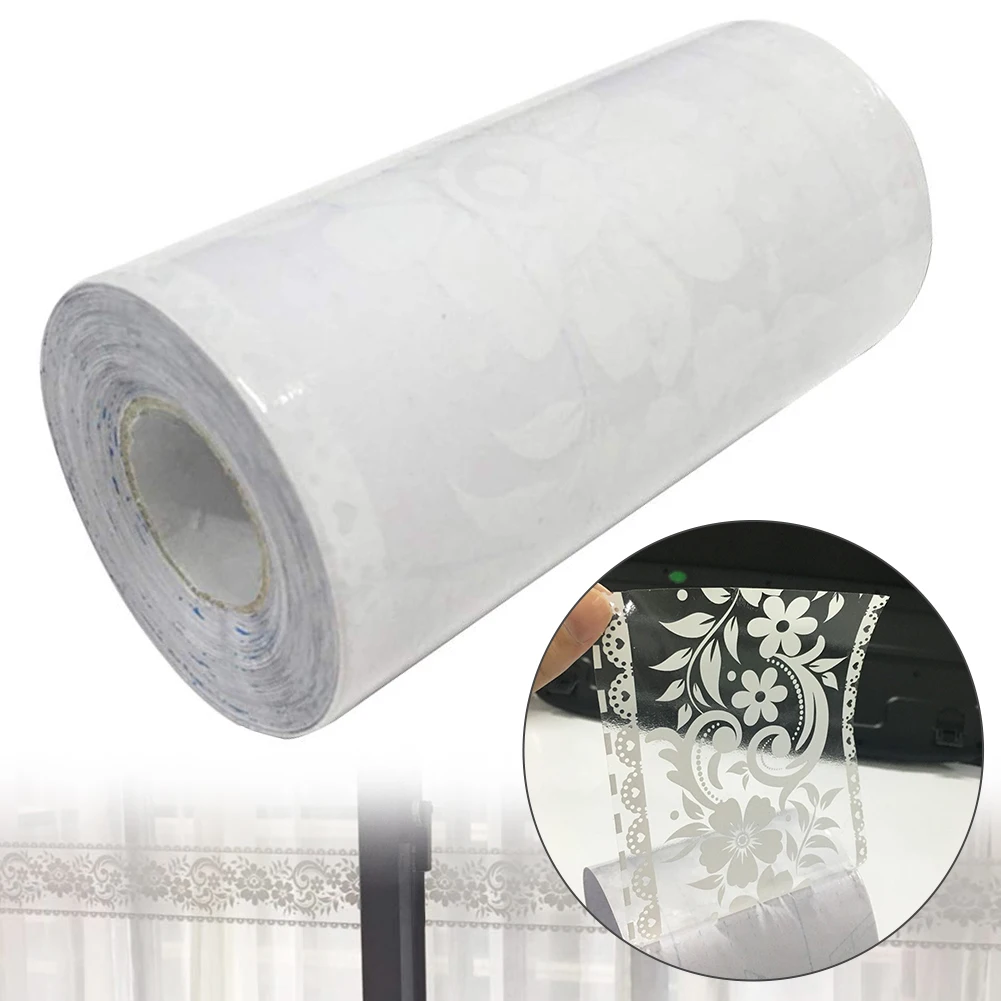 Glass Sticker Roll White Lace Transparent Removable Self Adhesive Wallpaper Border Waterproof Window Bathroom Mirror Decor gift