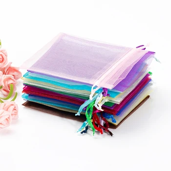 

50pcs Jewelry Bag Wedding Gift Organza Jewelry Bag Display Packaging Jewelry Pouches Christmas/Birthday Gift Bag 7x9/9x12cm