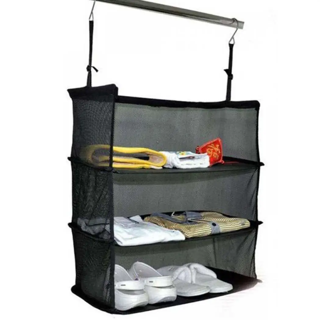 

Multifunctional Storage Bag Three-layered Large Capacity Home Travel Storing Hang Bags Foldable Space-saving Clothes Organizer