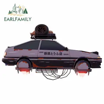 

EARLFAMILY 13cm x 7.3cm for Initial D Fujiwara Vehicle Refrigerator Car Stickers Trunk Decal Windshield Bumper Vinyl Car Wrap