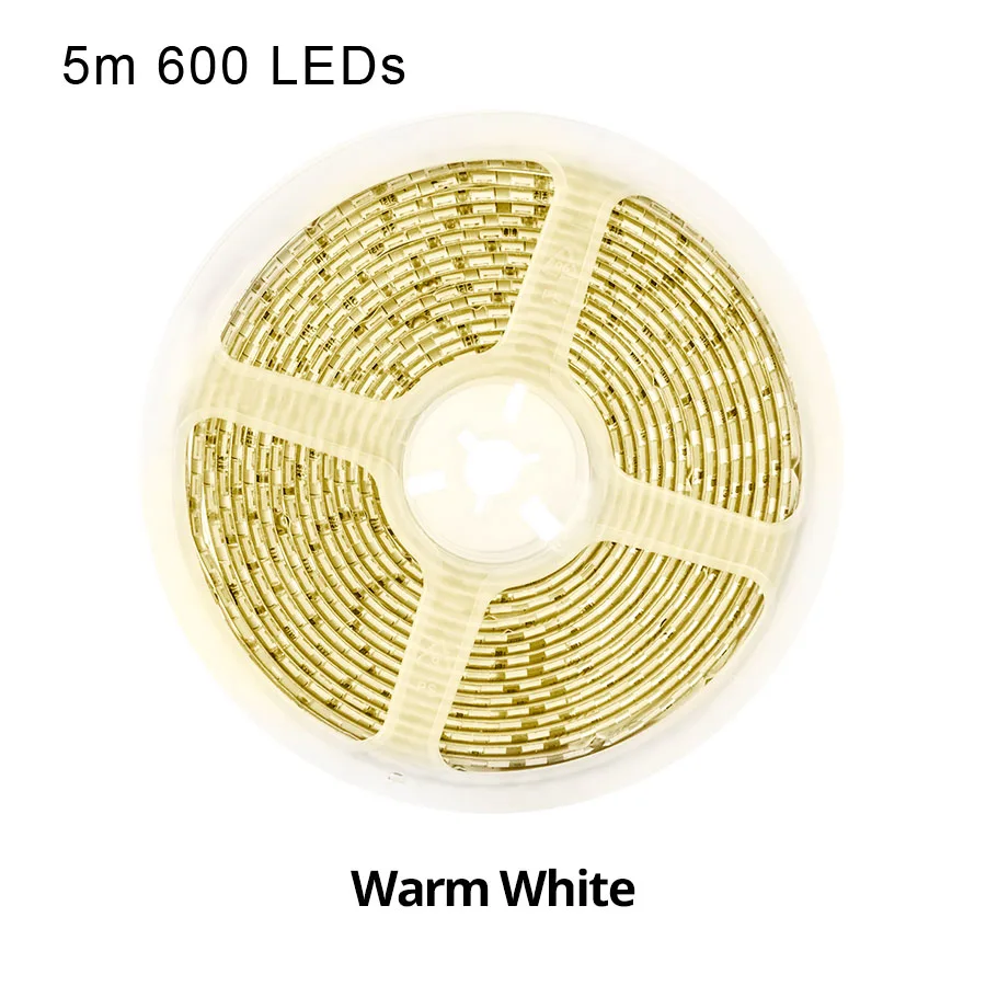 Светодиодная лента 5000 лм, 600 светодиодов, 5 м, 12 В, SMD5054, 120 светодиодов, 9 цветов, водонепроницаемая гибкая светодиодная лампа, подсветка для телевизора, белый/розовый/голубой - Испускаемый цвет: 600 LEDs Warm White