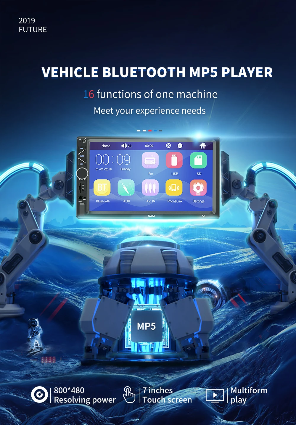 Двойной Din 7 дюймов Автомобильный стерео MP5 плеер 2 Din Авто Радио FM с Bluetooth Handfree USB TF карта камера заднего хода 2din Авторадио